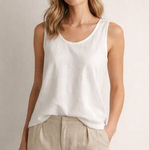 Flax Sleeveless 100% Linen Top Women’s Size Small White Coastal Minimalist